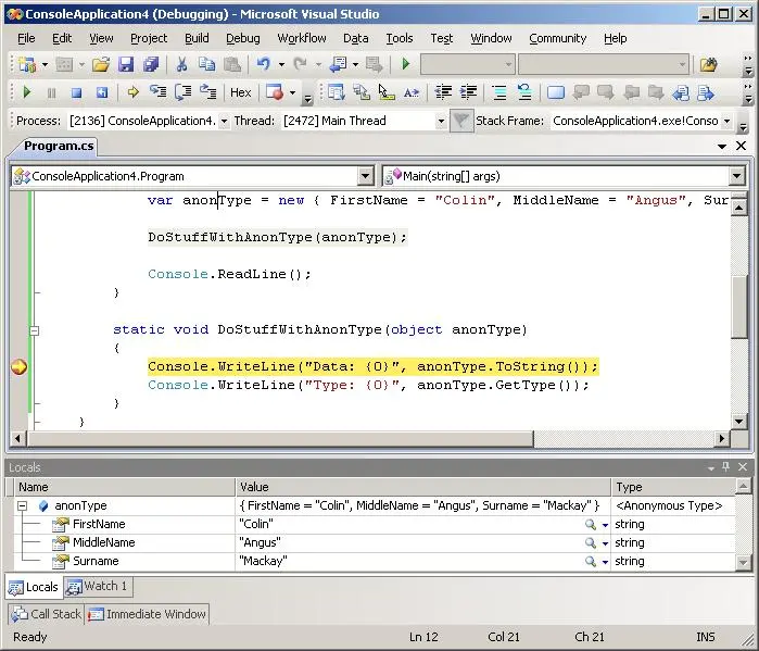 Debugging anonymous types in Orcas