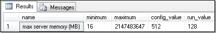 SQL Server 2005 memory options result set
