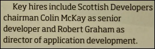 Key hires include Scottish Developers chairman as senior developer