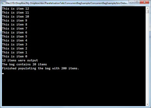 ConcurrentBag Example