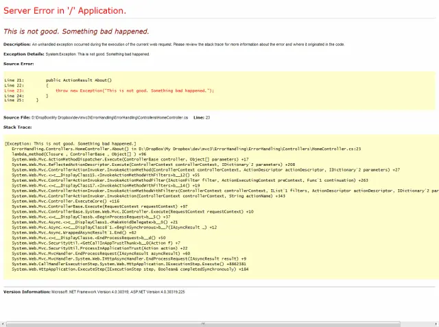 Error Handling - Without Custom Error