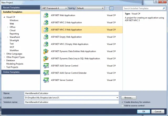 1 - Visual Studio 2010 New Project dialog