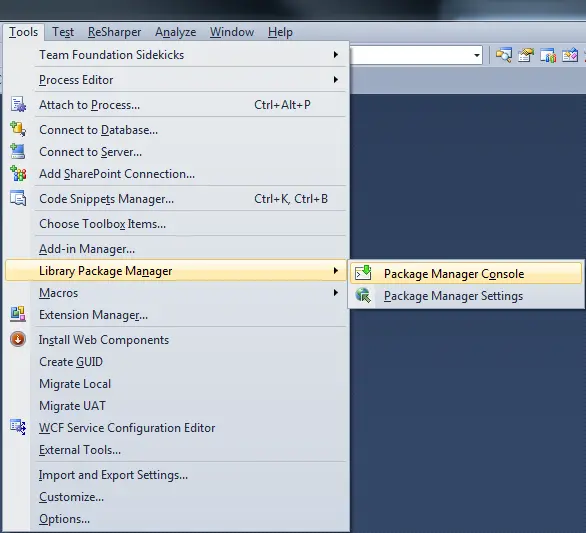 NuGet Package Manager Console