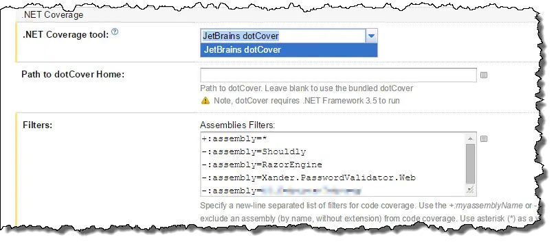 .NET Coverage settings