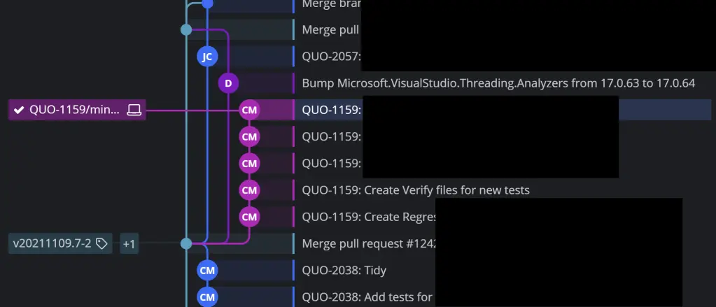 GitKraken tree of the repo with the old branch back in place