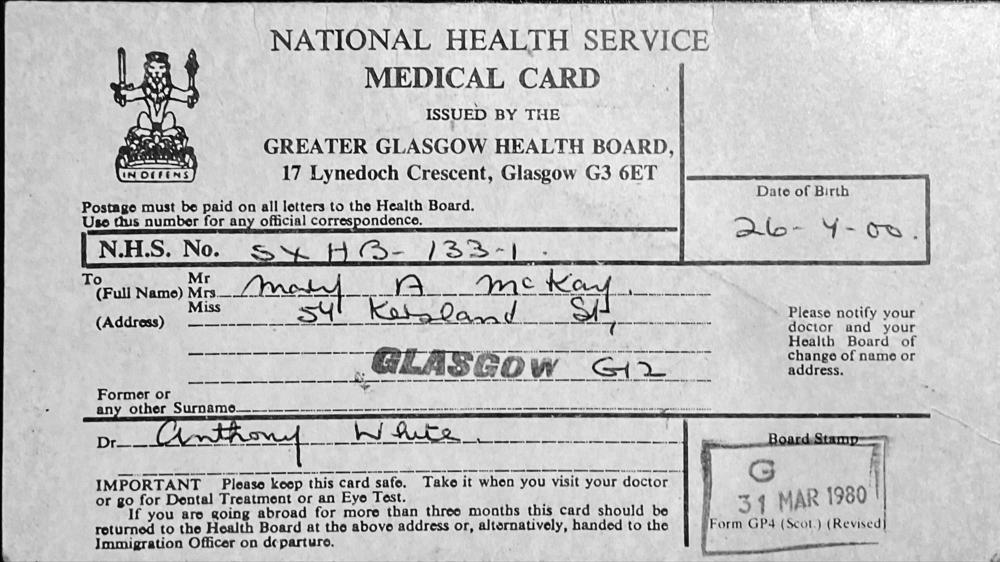 NHS Medical Card