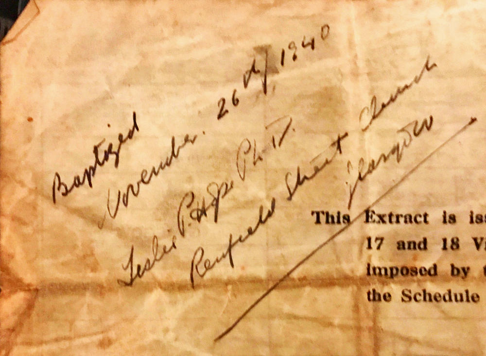 Baptism note